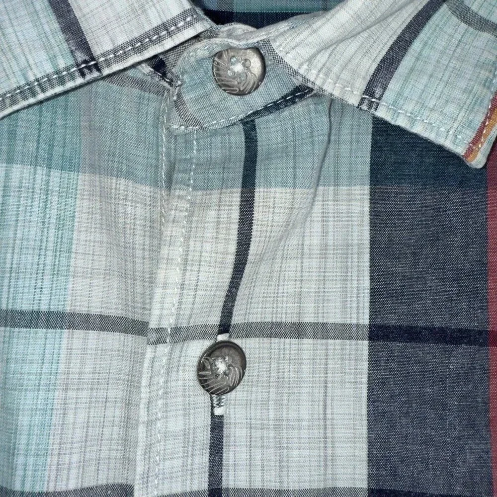 Tommy Bahama Tortola Sunwash Check Plaid Shirt 3XLB Big & Tall Azul Mar Cotton - Picture 3 of 12
